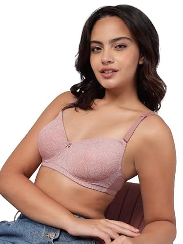 Clovia Women’s Pink Printed Multiway T-Shirt Bra – Padded, Non-Wired, Full-Coverage Comfort